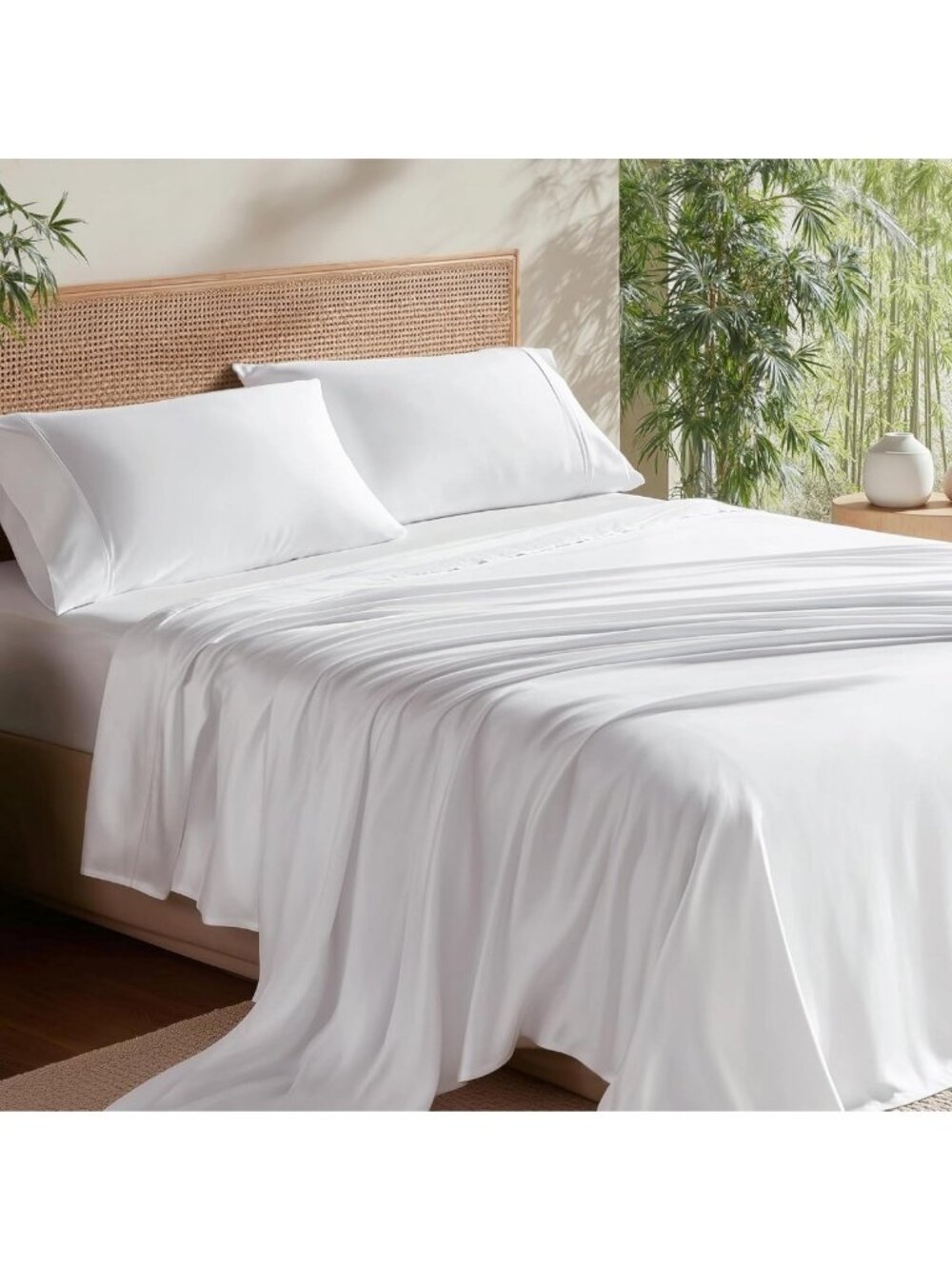 Luxurious 100% Bamboo Rayon Queen Sheet Set - Soft, Breathable, 4 Pieces